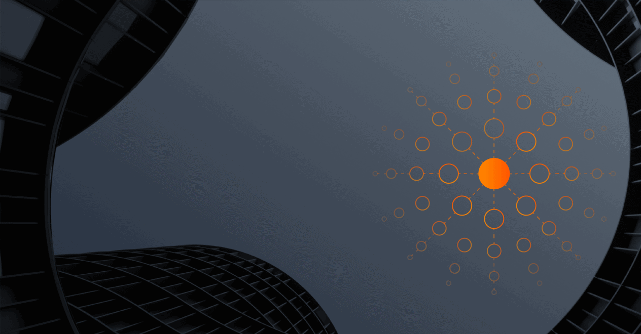 smart order routing geometric shapes with orange circles connected together